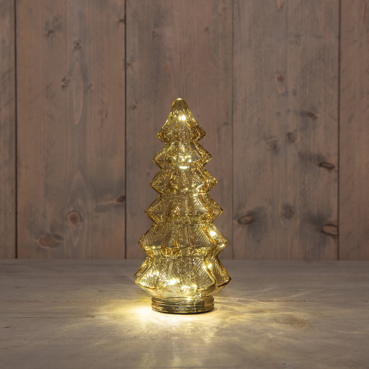kerstboompje glas 10led 3xaaa batterij met timer 13,5x26cm amber