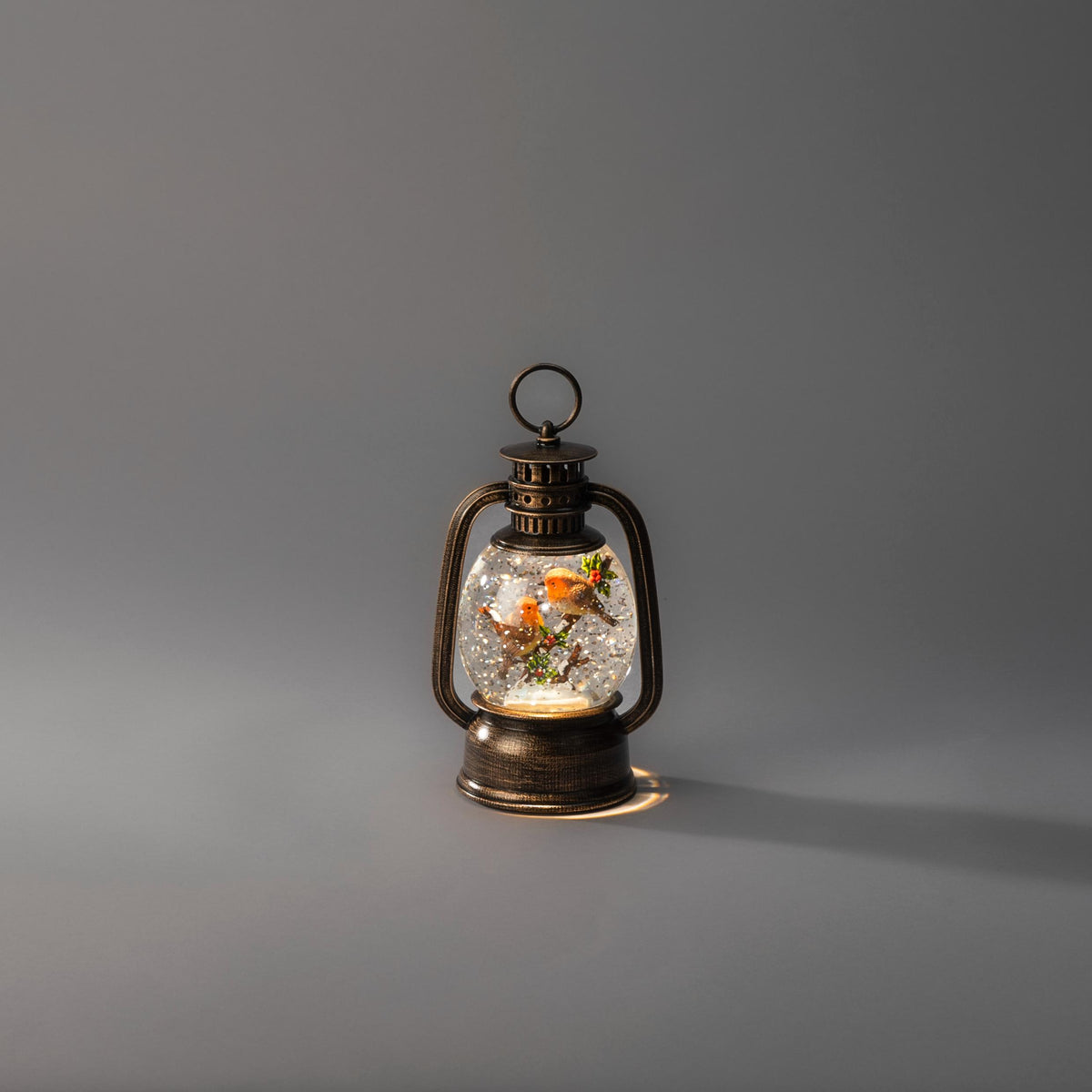 LED Wasserspinner Rotkehlchen 10.5x16.5cm BxH, Bronze, 1 warmweiße LED, auf Batterie/USB (3x AAA exkl.), 5h Timer, IP20, 3.6W, 1.8m USB-C schwarzes Kabel, 1.5V, für innen