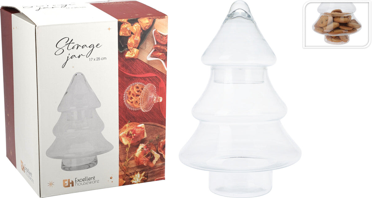 voorraadpot glas 170x170xh250mm kerstboom design