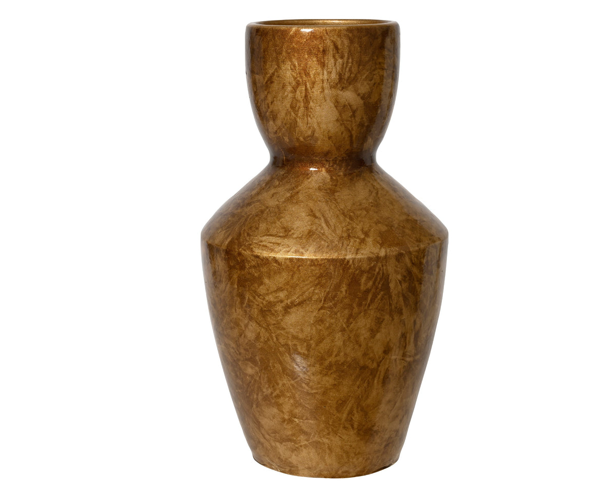 vaas terracotta glazed gold wash goud d.19cm x h.30cm