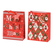 giftbag papier with tag print 2ass fsc mix credit rood/kleur(en) l.18cm x w.8cm x h.24cm