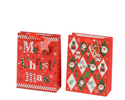giftbag papier with tag print 2ass fsc mix credit rood/kleur(en) l.26cm x w.10cm x h.32cm