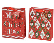giftbag papier with tag print 2ass fsc mix credit rood/kleur(en) l.30cm x w.12cm x h.42cm
