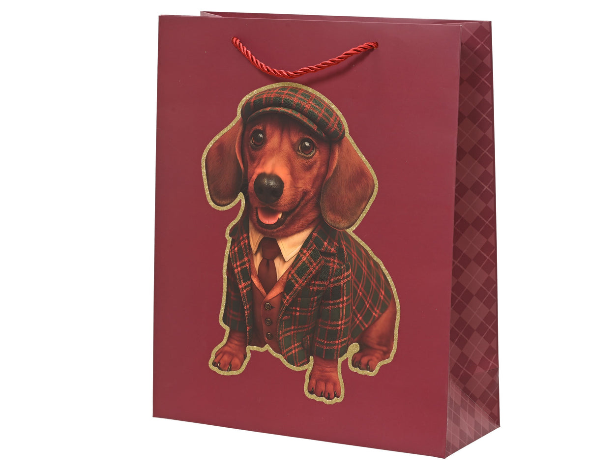 giftbag papier glitter dachshund fsc mix credit ossenbloed/kleur(en) l.30cm x w.12cm x h.42cm