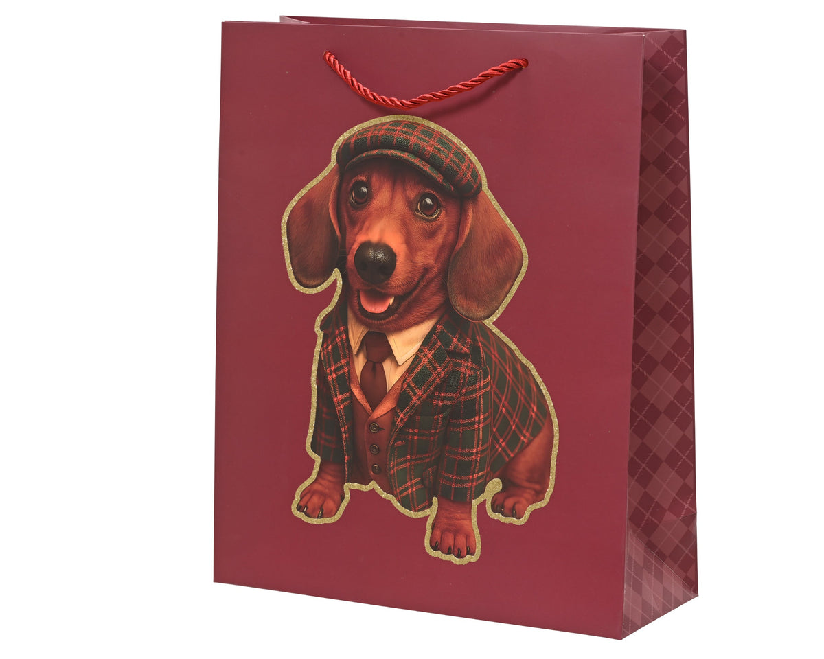 giftbag papier glitter dachshund fsc mix credit ossenbloed/kleur(en) l.42cm x w.16cm x h.48cm