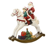 hobbelpaard polyresin santa-boy rood/kleur(en) l.32.4cm x w.10cm x h.34.6cm