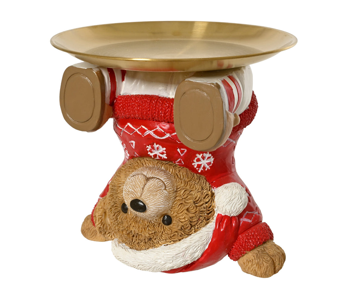 dienblad polyresin laying bear plate rood/kleur(en) l.20cm x w.20cm x h.18.5cm