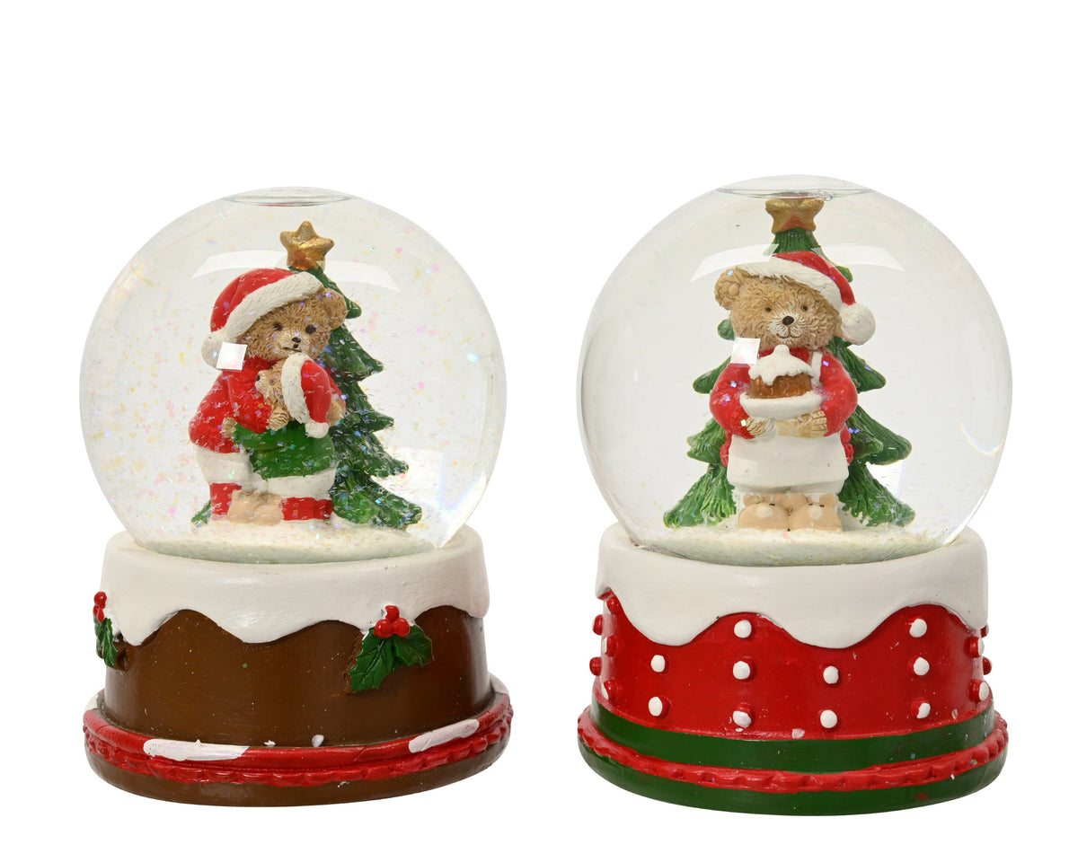 schudbol glas round 2ass rood/kleur(en) l.10cm x w.10cm x h.13cm