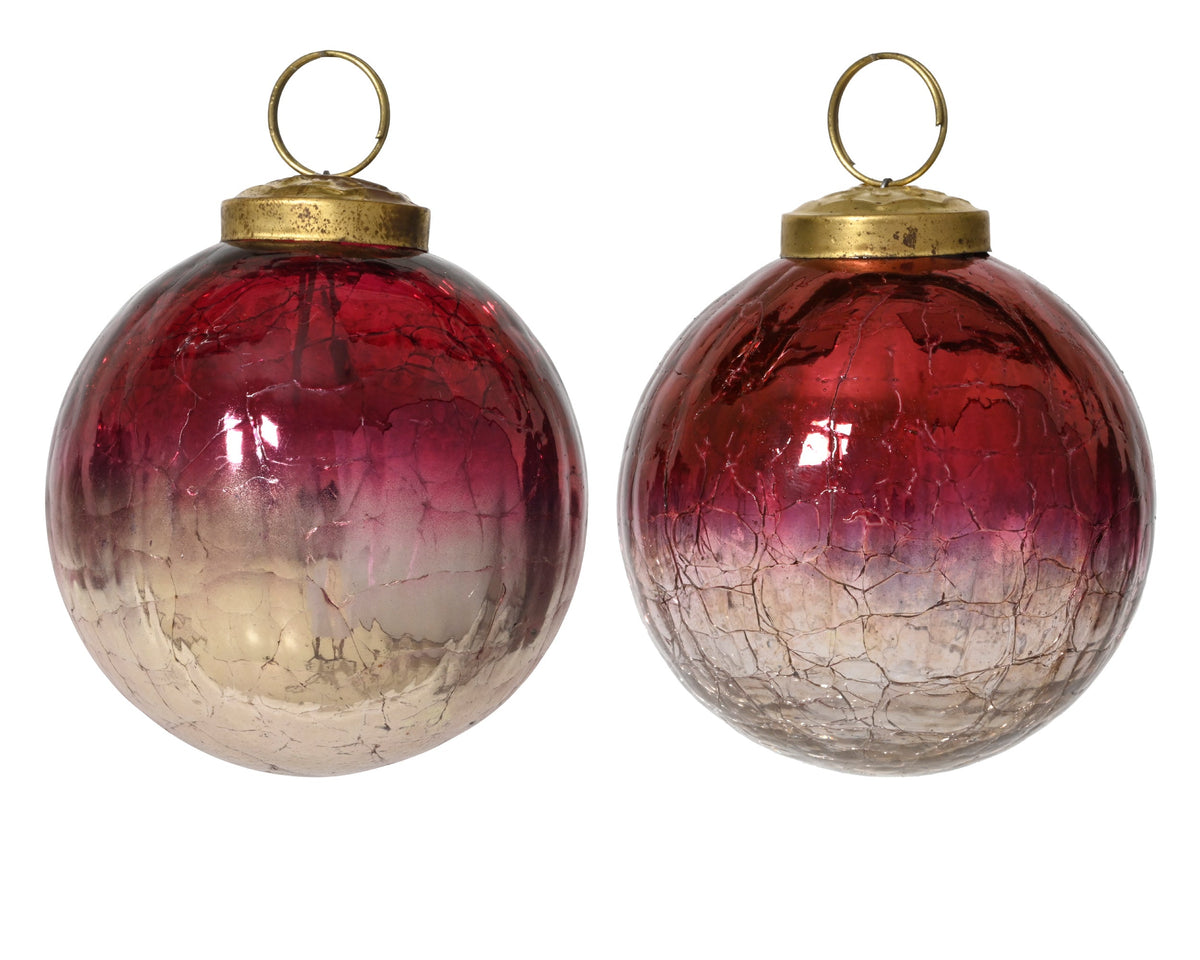 kerstbal glas crackle 2col ass assortie d.7.5cm