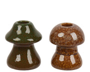 kandelaar porselein mashroom reaction glazed 2ass assortie d.7.7cm x h.8.5cm