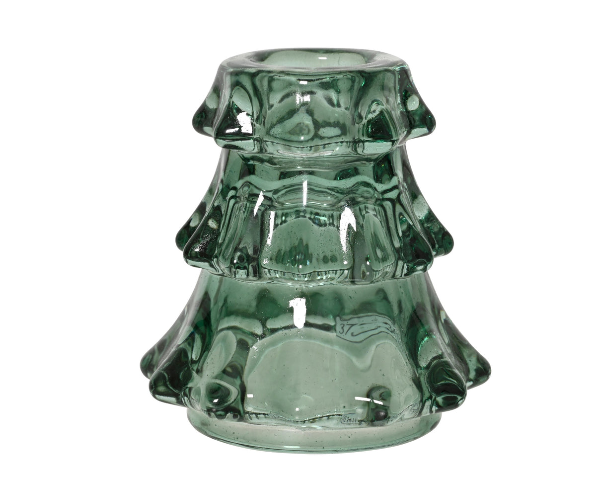 kandelaar glas transparent groen d.7.2cm x h.7.5cm