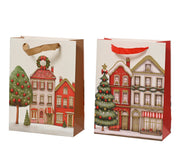 giftbag papier glitter houses 2ass fsc mix credit assortie l.30cm x w.12cm x h.42cm