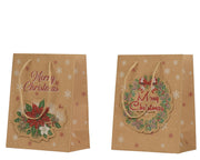 giftbag pakpapier glitter 3d 2ass fsc recycled bruin/kleur(en) l.18cm x w.10cm x h.23cm