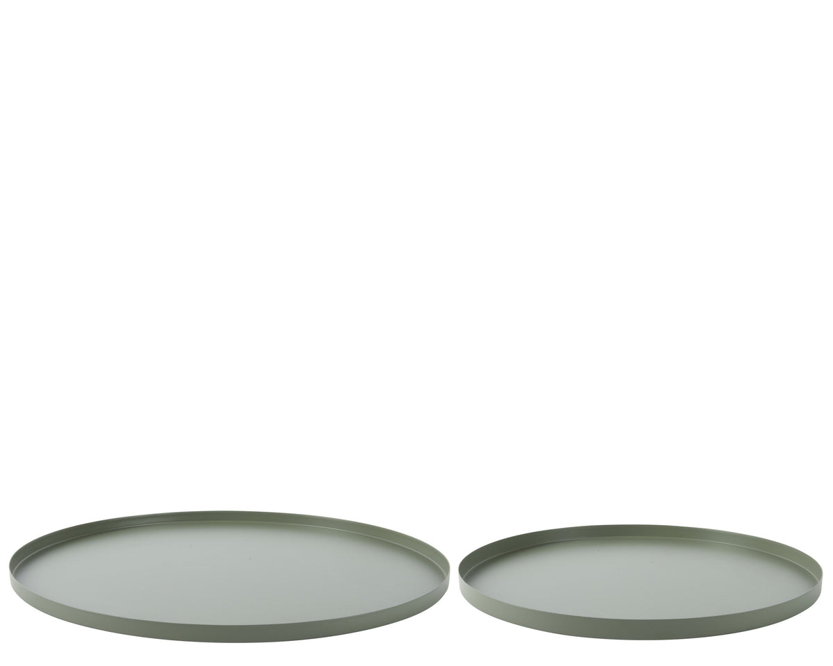bord ijzer round powder coating round tray groen d.30cm