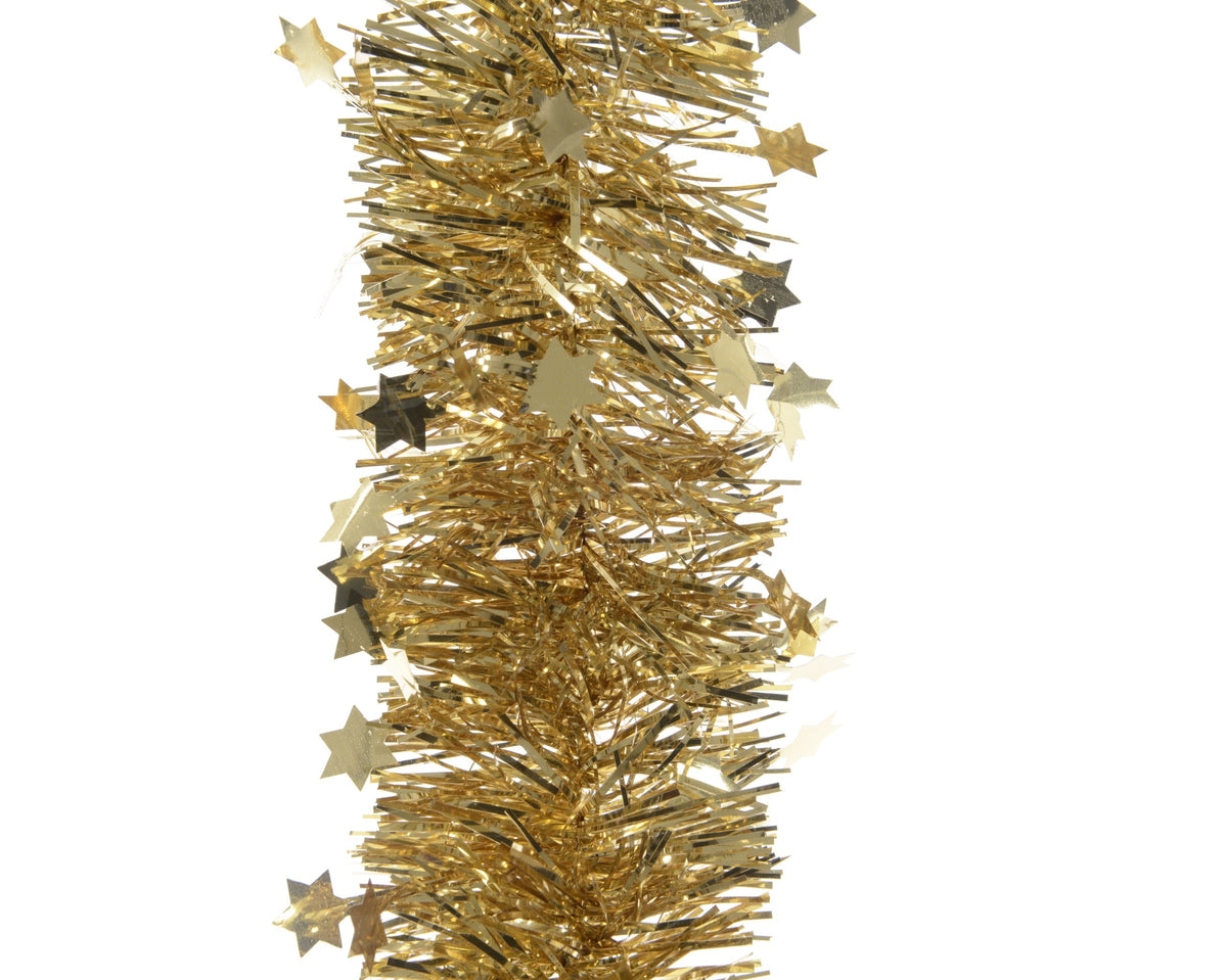 lametta guirlande pet shiny stars licht goud d.9cm x h.270cm