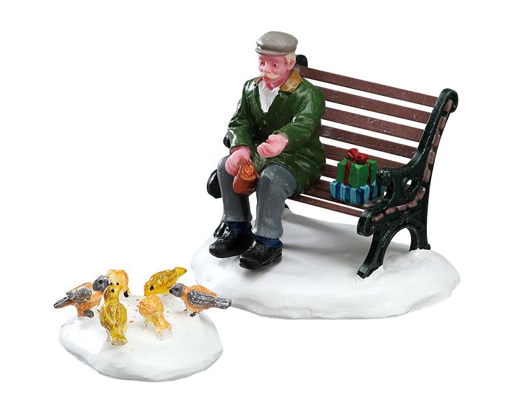 feeding pigeons, set of 2