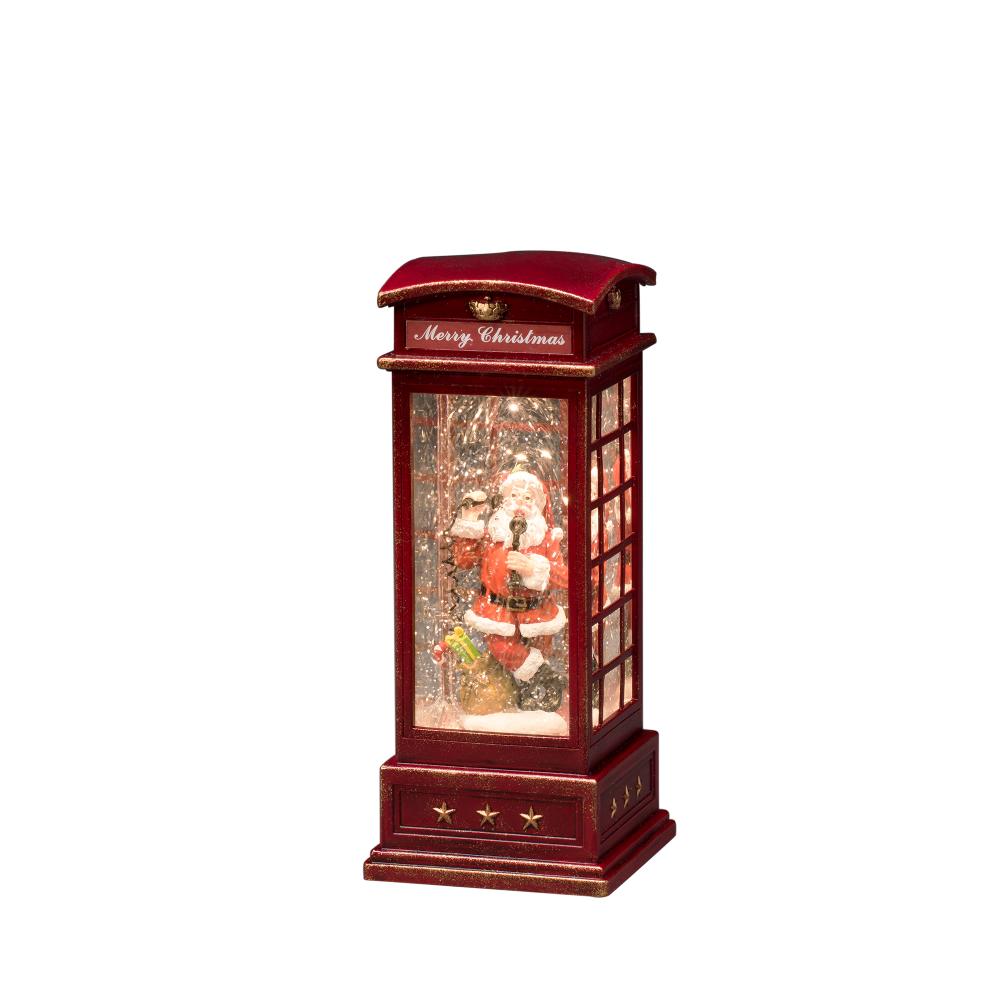 led telefooncel met kerstman, watergevuld, on/off/5u timer, warm witte led, op batterij, batterij: 3 x c 1,5v (excl.)