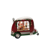 led caravan met kerstman die speelgoed repareert, watergevulde lantaarn, on/off/5u timer, op batterij (kan met 4384-550 en 4385-900 gecombineerd worden), 1 warm witte led, voor binnen (op ba