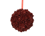 kerstbal foam glitter flower kerstrood d.10cm