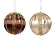 kerstbal foam diamond stripe 2col ass assortie d.8cm