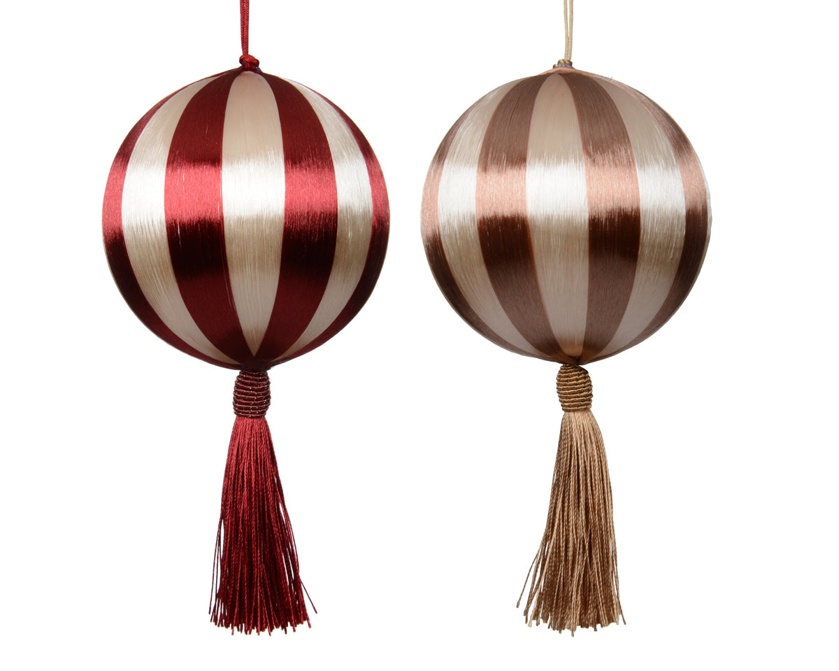 kerstbal foam thread tassel 2col ass rood/kleur(en) d.10cm