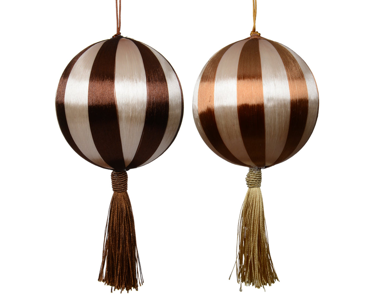 kerstbal foam thread tassel 2col ass bruin/kleur(en) d.10cm