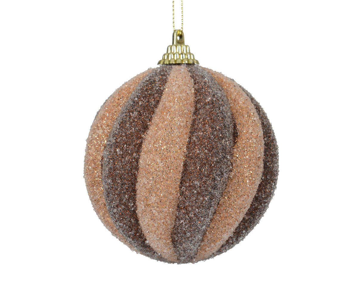 kerstbal foam glitter espresso - caramel brown multi d.8cm