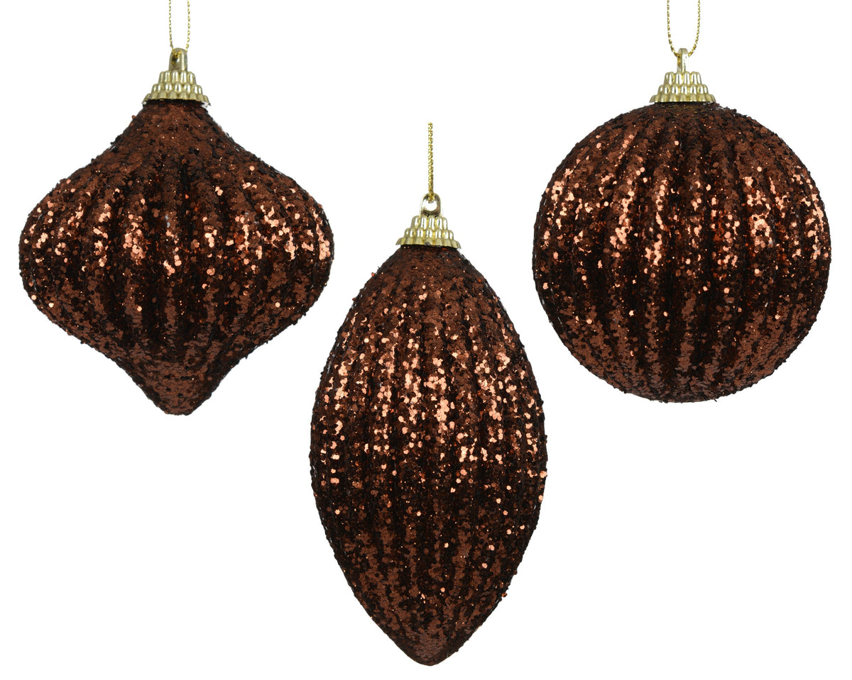 kerstbal foam glitter 3ass espresso d.8cm