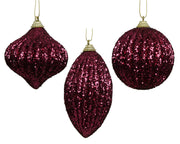 kerstbal foam glitter 3ass donker roze d.8cm