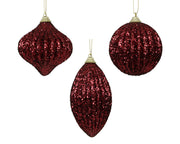 kerstbal foam glitter 3ass ossenbloed d.8cm