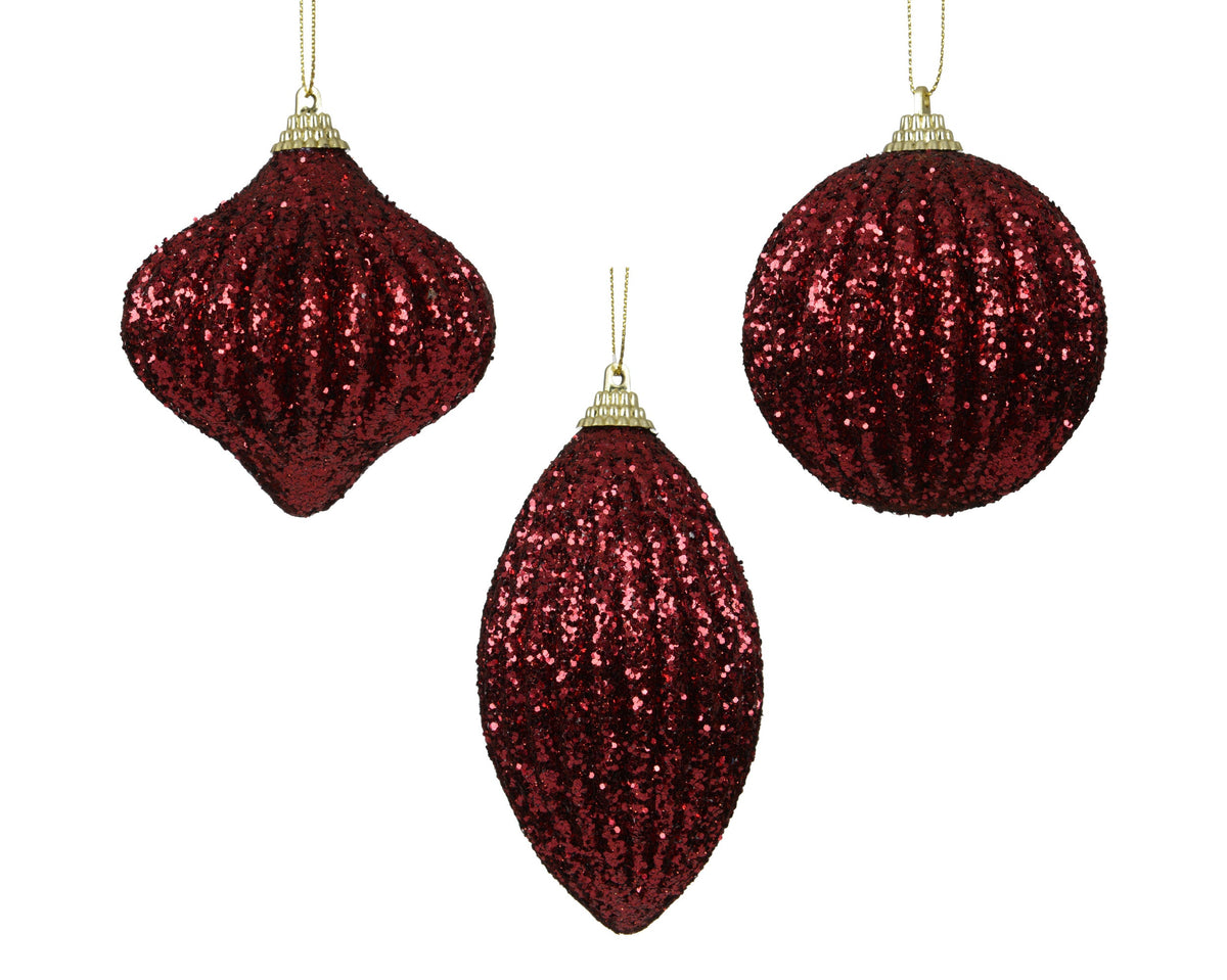 kerstbal foam glitter 3ass ossenbloed d.8cm