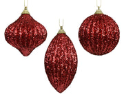 kerstbal foam glitter 3ass kerstrood d.8cm
