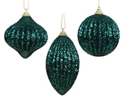kerstbal foam glitter 3ass emerald d.8cm