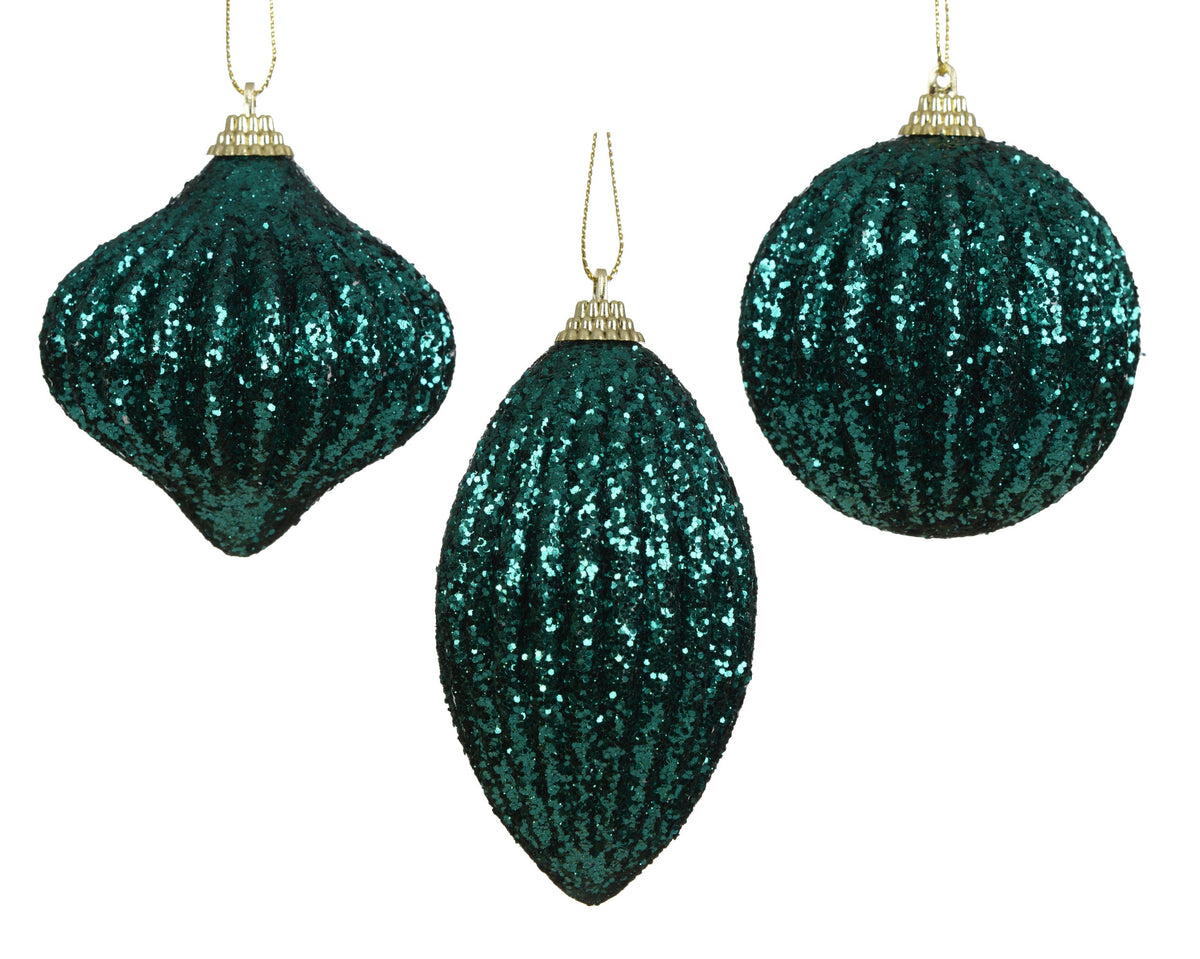 kerstbal foam glitter 3ass emerald d.8cm