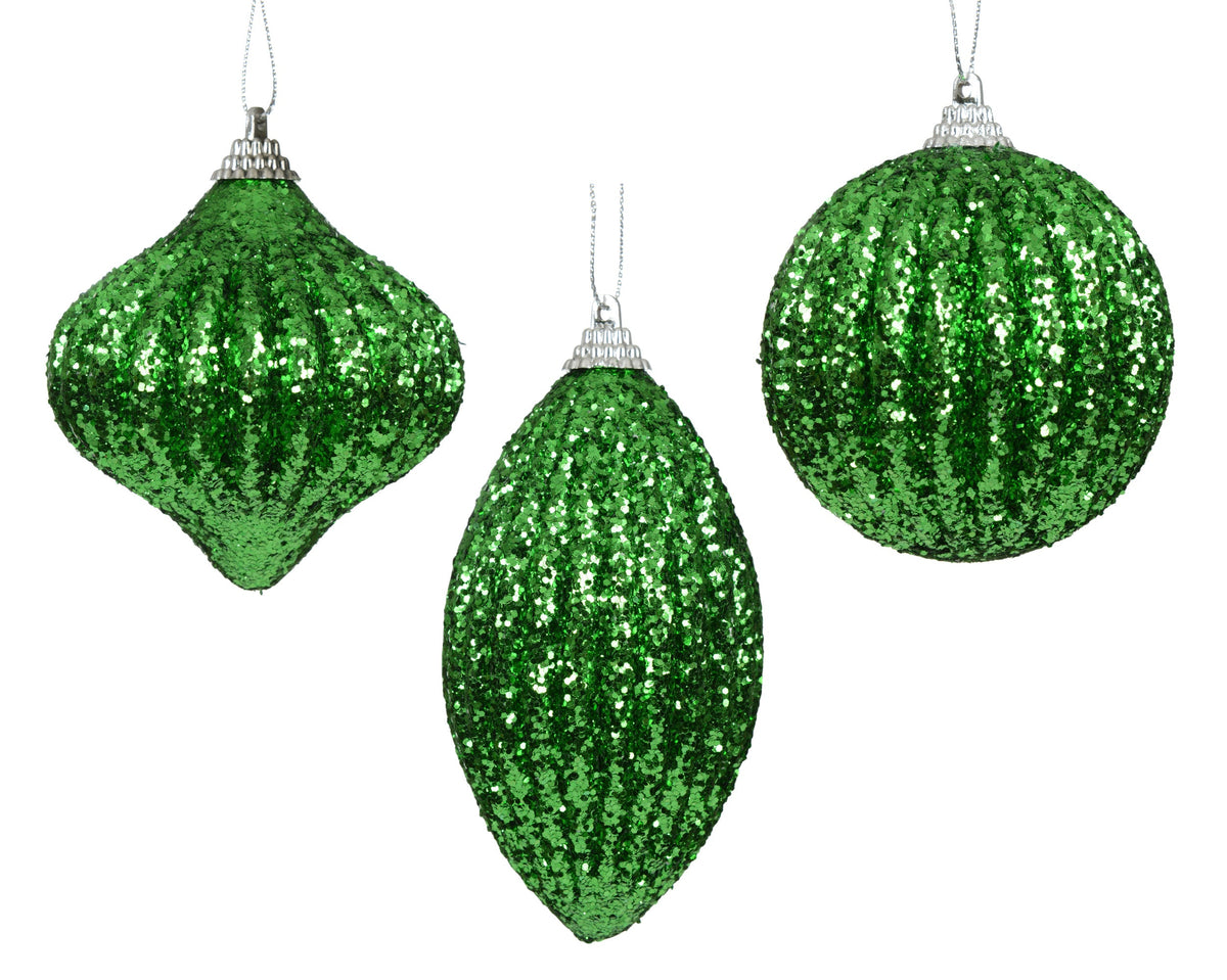 kerstbal foam glitter 3ass jolly groen d.8cm