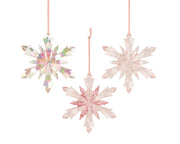 sneeuwvlok polystyreen 3ass roze l.11.5cm x w.2cm x h.13cm