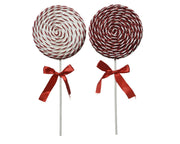 lolly foam lolly glitter, red satin bow 2col ass assortie l.3.5cm x w.14cm x h.36cm