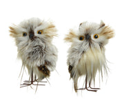 uil polyester feathers, glitter, snow 2ass bruin/kleur(en) l.6cm x w.7cm x h.12cm