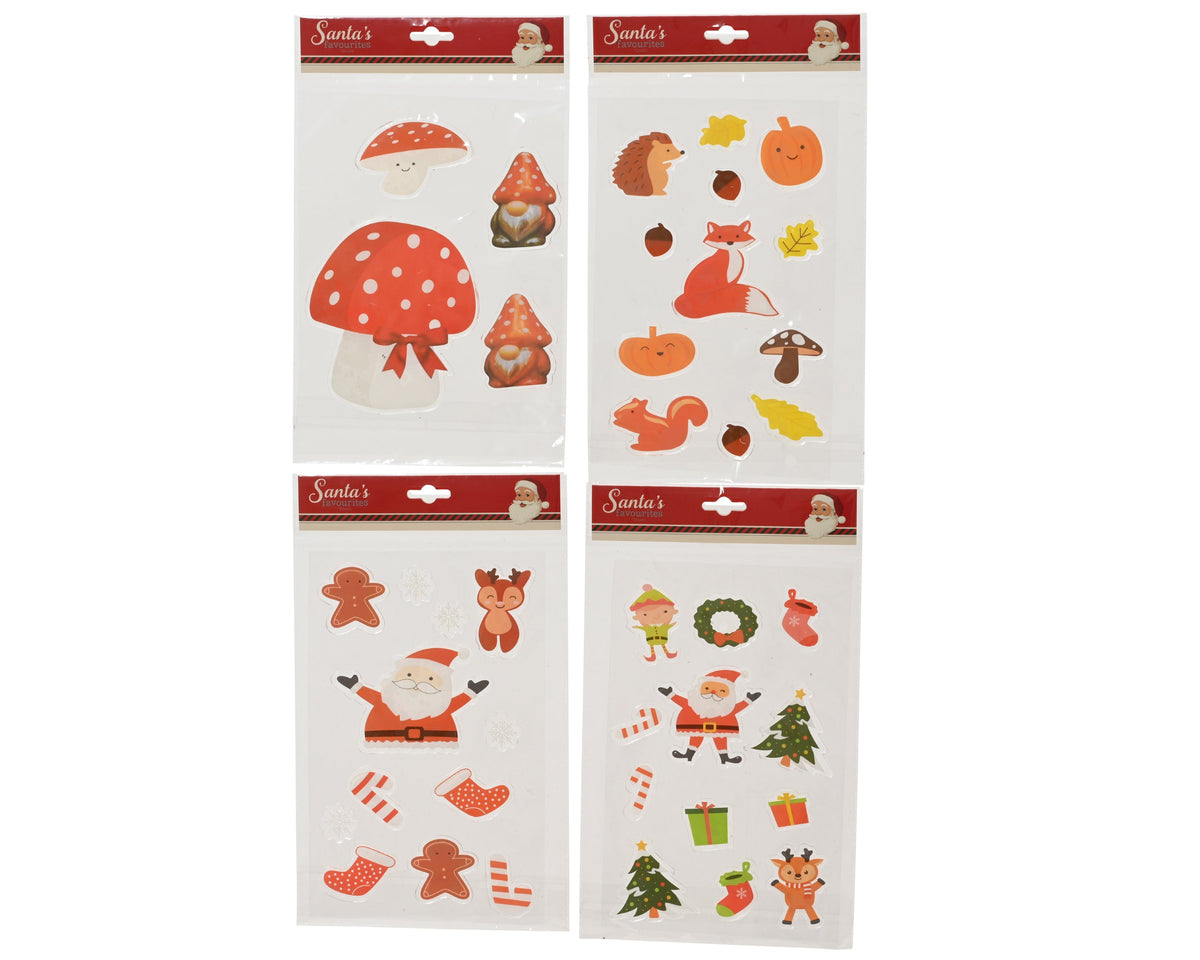 raamdecoratie rubber gingerbread, snowflake, deer, candycane, santa, socks 4ass multi l.0.2cm x w.18cm x h.28cm