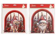 raamdecoratie pvc laser finish, pop-up cat and dog 2ass rood/kleur(en) l.28cm x w.0.1cm x h.28cm