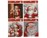 raamdecoratie papier flock santa 4ass rood/kleur(en) l.30.5cm x w.40.5cm x h.0.1cm