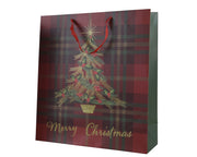 giftbag papier rectangle glitter check-xmas tree fsc 100% rood/kleur(en) l.42cm x w.16cm x h.48cm