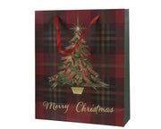 giftbag papier rectangle glitter check-xmas tree fsc 100% rood/kleur(en) l.50cm x w.18cm x h.72cm