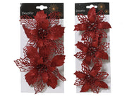 poinsettia op clip plastic 2ass kerstrood l.2cm x w.13cm x h.13cm