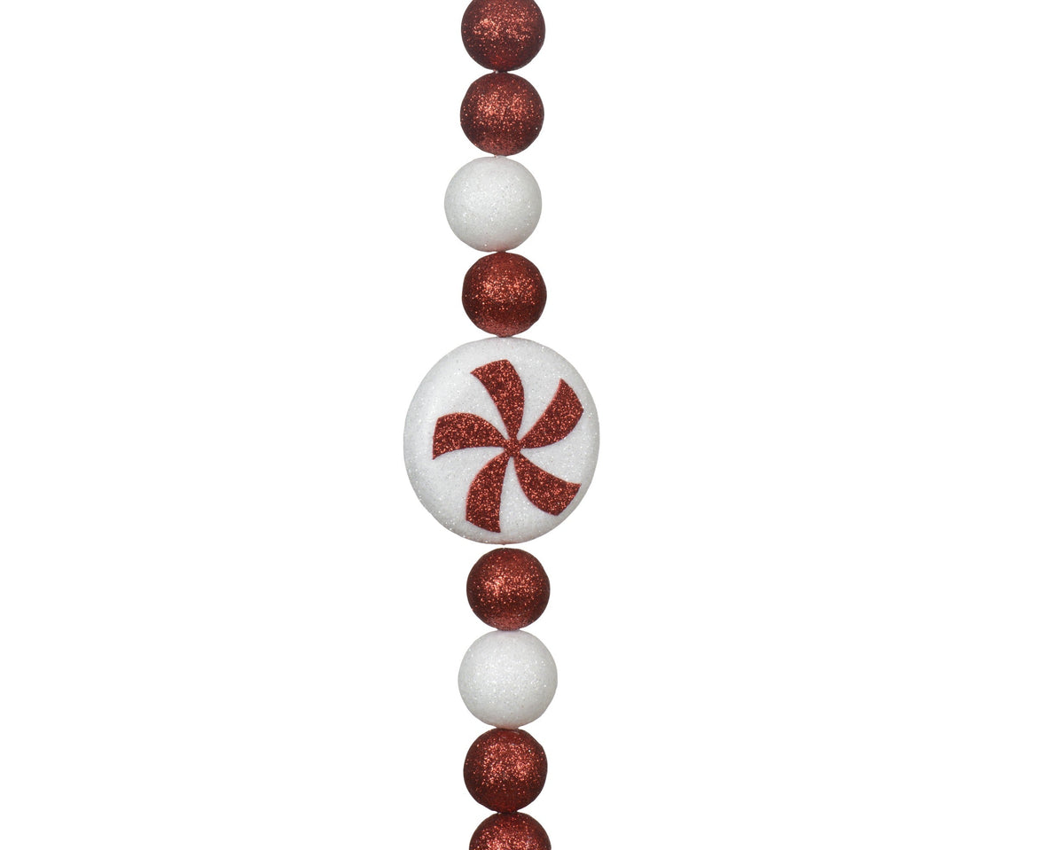 slinger polyfoam glitter rood/wit d.6cm x l.180cm