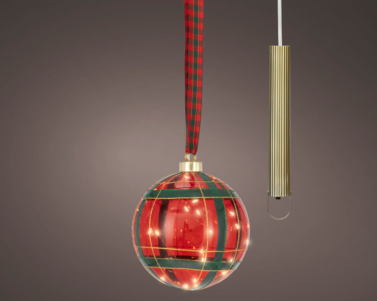 micro led bal steady binnen kerstrood/warm wit d.14cm