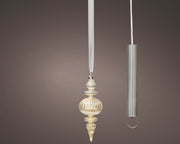 micro led ornament steady binnen zilver/warm wit d.9.5cm x h.27cm