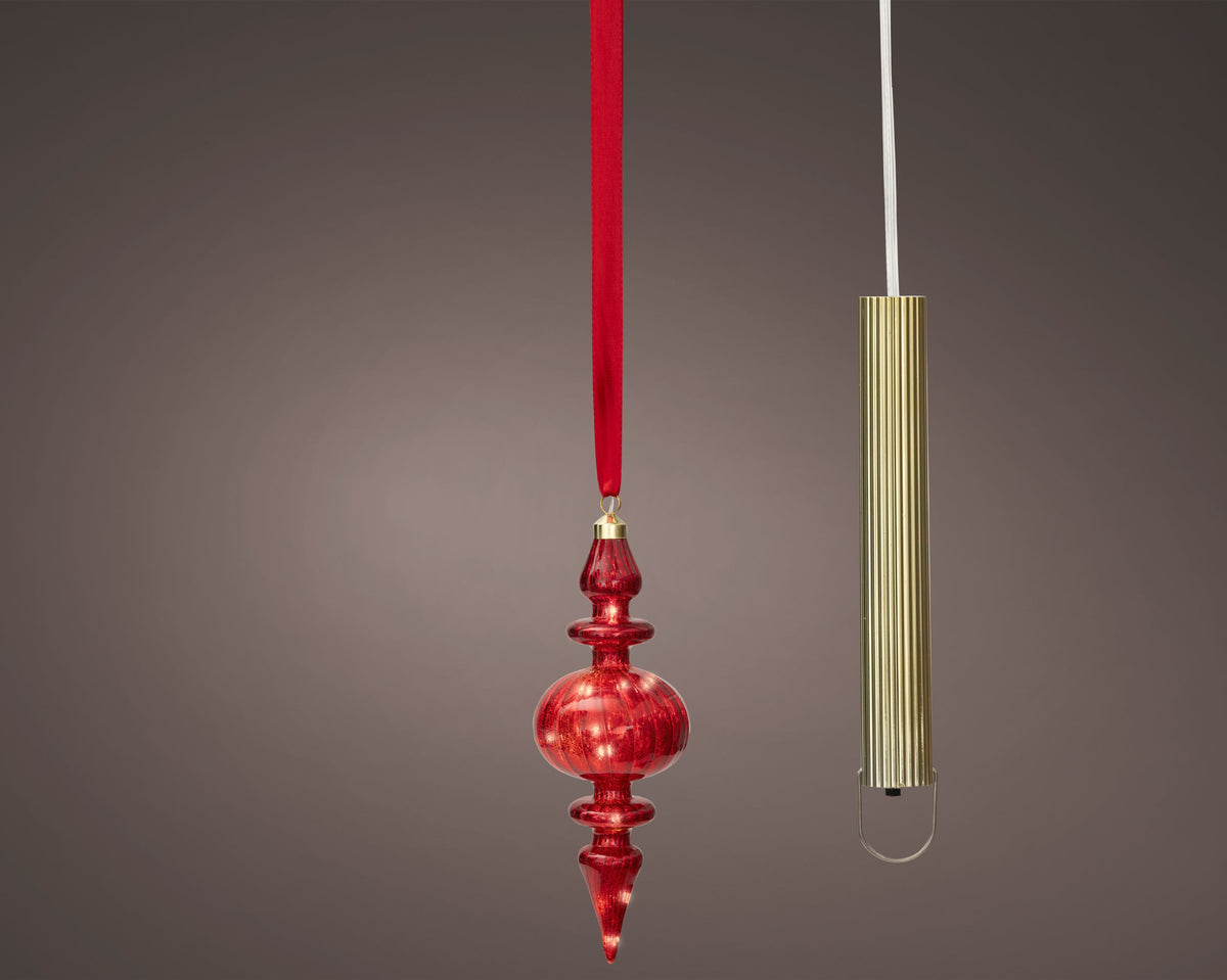 micro led ornament steady binnen rood/warm wit d.9.5cm x h.27cm
