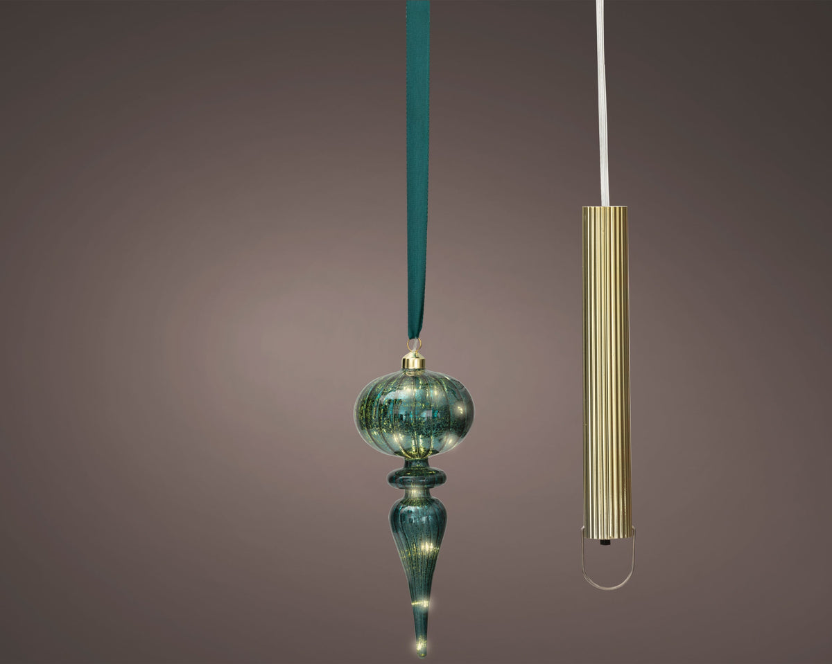 micro led ornament steady binnen smaragd/warm wit d.10.5cm x h.27cm