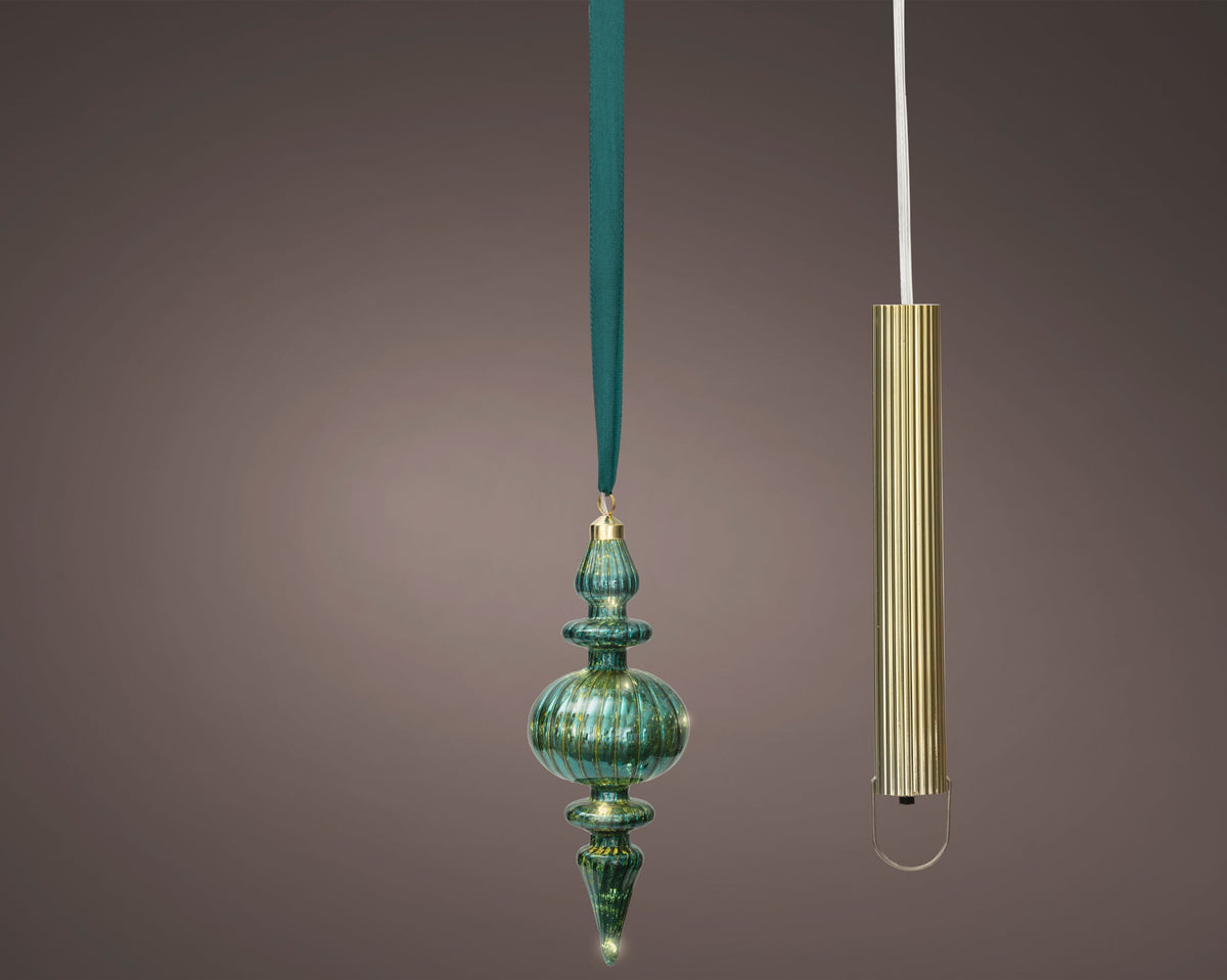 micro led ornament steady binnen smaragd/warm wit d.9.5cm x h.27cm